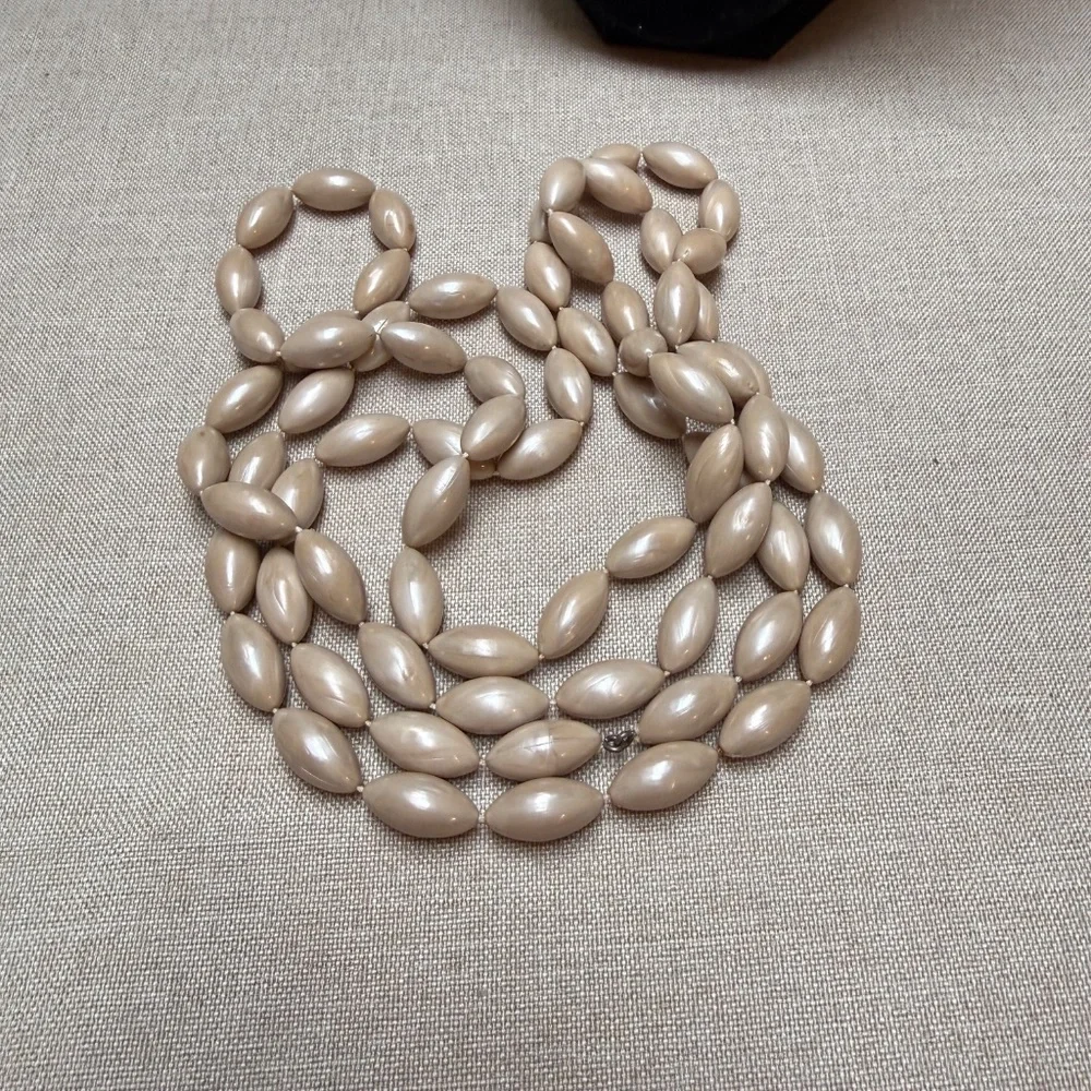 Vintage Long Blush Color Beaded Necklace